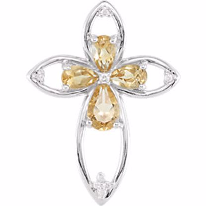 R42306:100:P Citrine & .036 CTW Diamond Cross Pendant 