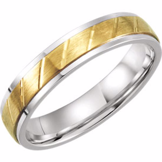 51160:106:P Sterling Silver & 10kt Yellow 5mm Precious Bond Design Band Size 12 