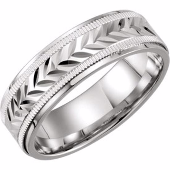 51163:104:P Sterling Silver & 10kt White 7mm Precious Bond® Band Size 10