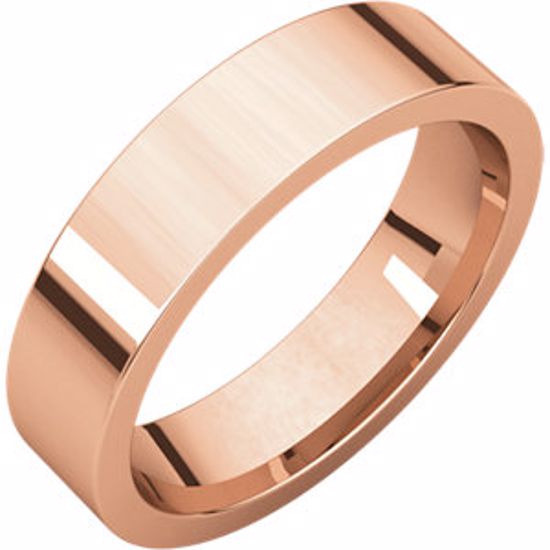 FIR9.5:208:P 14kt Rose 5mm Flat Comfort Fit Band