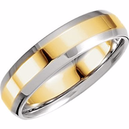 5793:103:P 14kt Yellow & White 6mm Comfort-Fit Beveled Edge Band Size 10