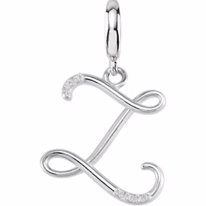 85556:60025:P Sterling Silver.03 CTW Diamond 1mm Script Initial Charm Letter Z