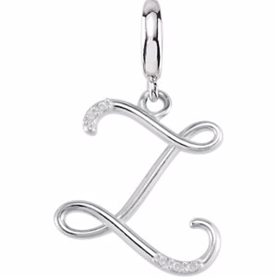 85556:60025:P Sterling Silver.03 CTW Diamond 1mm Script Initial Charm Letter Z