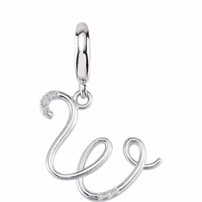 85556:60022:P Sterling Silver.03 CTW Diamond 1mm Script Initial Charm Letter W