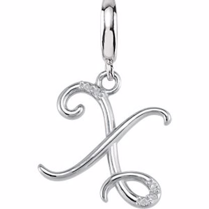 85556:60023:P Sterling Silver.03 CTW Diamond 1mm Script Initial Charm Letter X
