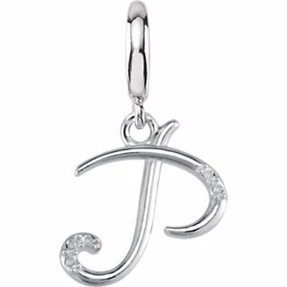 85556:60015:P Sterling Silver.03 CTW Diamond 1mm Script Initial Charm Letter P
