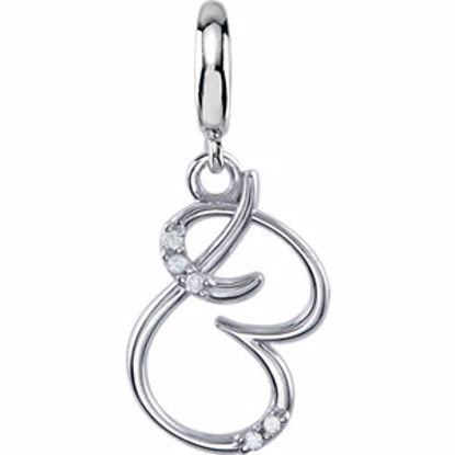 85556:60001:P Sterling Silver.03 CTW Diamond 1mm Script Initial Charm Letter B