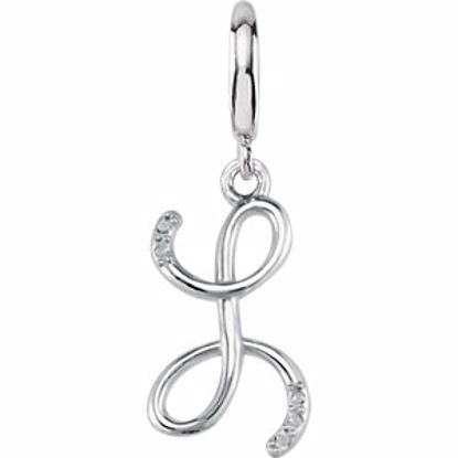 85556:60011:P Sterling Silver.03 CTW Diamond 1mm Script Initial Charm Letter L