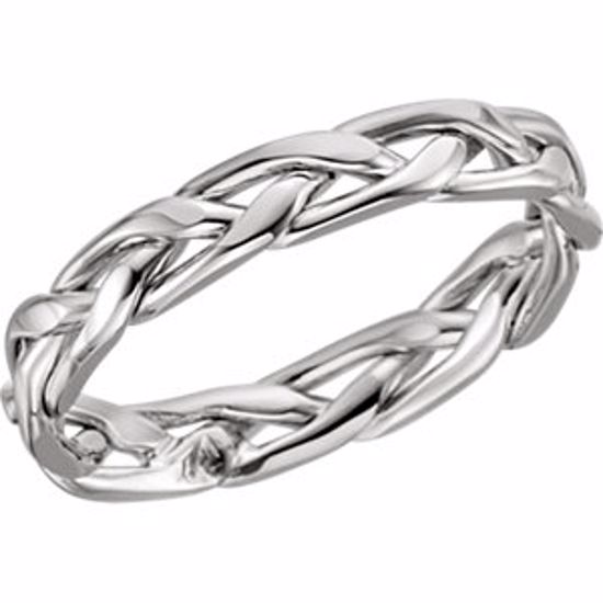 50127:216699:P 14kt White 3.75mm Hand Woven Band Size 3.75