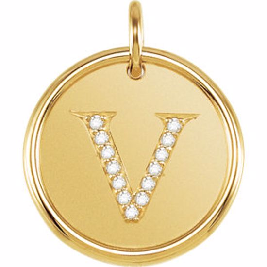 85088:11020:P Vermeil .06 CTW Diamond Initial "V" Pendant