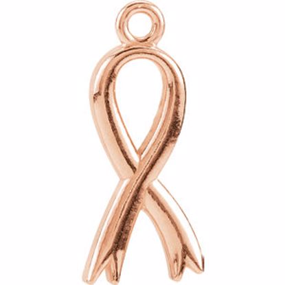 R45322:100200:P 14kt Rose Breast Cancer Awareness Ribbon Charm 