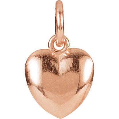 85466:100201:P 14kt Rose 15.5x8.9mm Puffed Heart Charm with Jump Ring