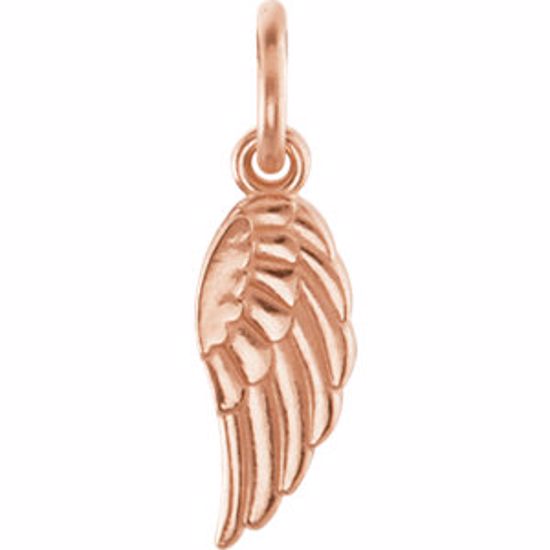 R45320:100201:P 14kt Rose Angel Wing Charm with Jump Ring