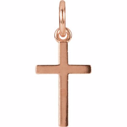 R45321:100201:P 14kt Rose Cross Charm with Jump Ring