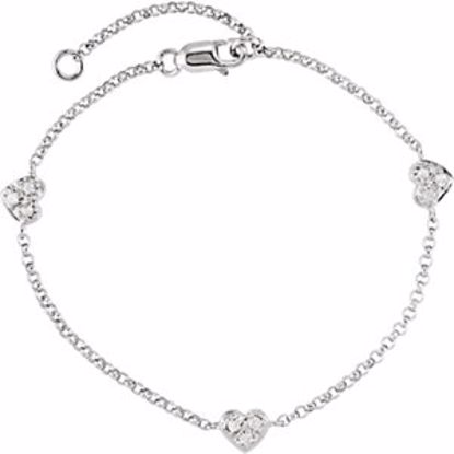 650763:102:P Sterling Silver White Sapphire Heart 5-7" Bracelet 