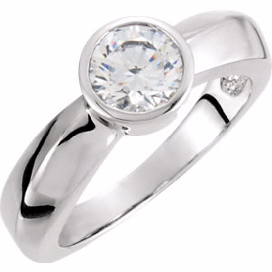 120289:6000:P 10kt White 5.2mm Round Cubic Zirconia Solitaire Engagement Ring 