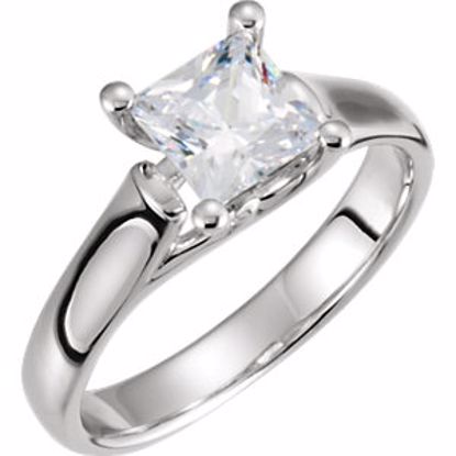 120978:6001:P 10kt White 3.5mm Square Cubic Zirconia Trellis 4-Prong Solitaire Engagement Ring