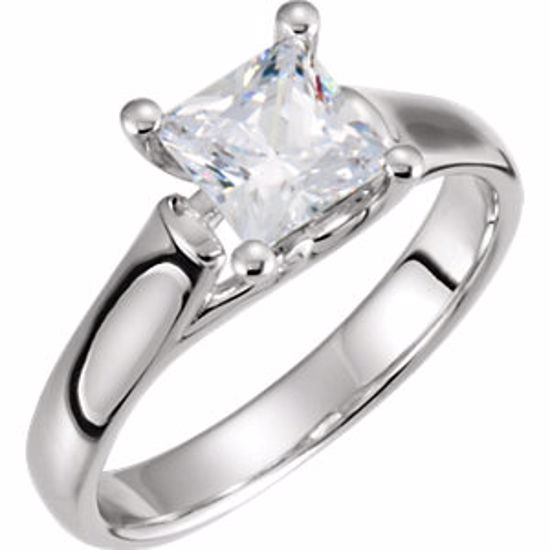 120978:6001:P 10kt White 3.5mm Square Cubic Zirconia Trellis 4-Prong Solitaire Engagement Ring