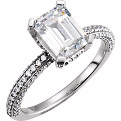 121636:60000:P 10kt White Cubic Zirconia & 1/2 CTW Diamond Engagement Ring