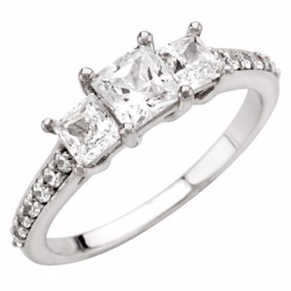 67781:60000:P 10kt White Cubic Zirconia & 1/2 CTW Diamond Engagement Ring