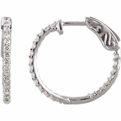 650183:108:P Sterling Silver Cubic Zirconia Inside/Outside Hoop Earrings

