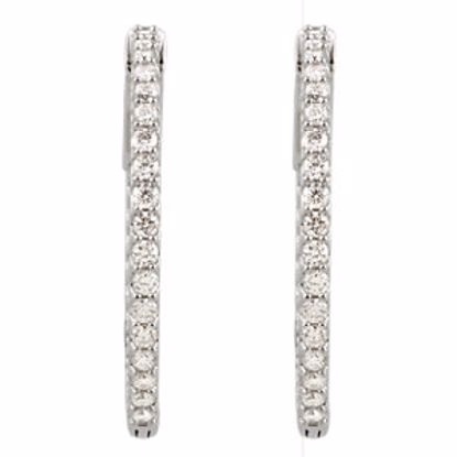 650183:110:P Sterling Silver Cubic Zirconia Inside/Outside Hoop Earrings

