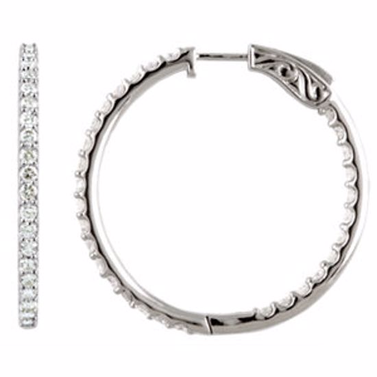 650183:113:P Sterling Silver Cubic Zirconia Inside/Outside Hoop Earrings

