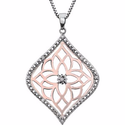 650790:60000:P Sterling Silver .07 CTW Diamond 18" Necklace with Rose Plating