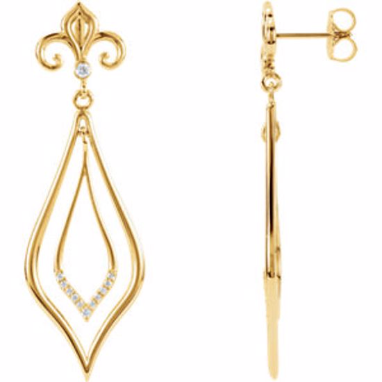 85628:60000:P 14kt Yellow 1/10 CTW Diamond Fleur-de-lis Earrings
