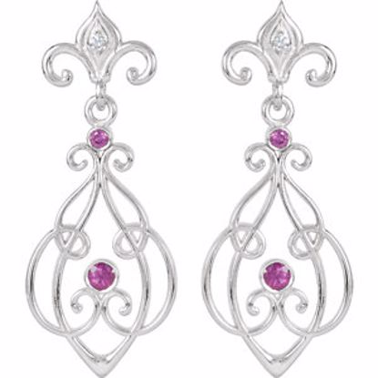 85598:70000:P Sterling Silver with 14kt White Post Ruby & .025 CTW Diamond Earrings