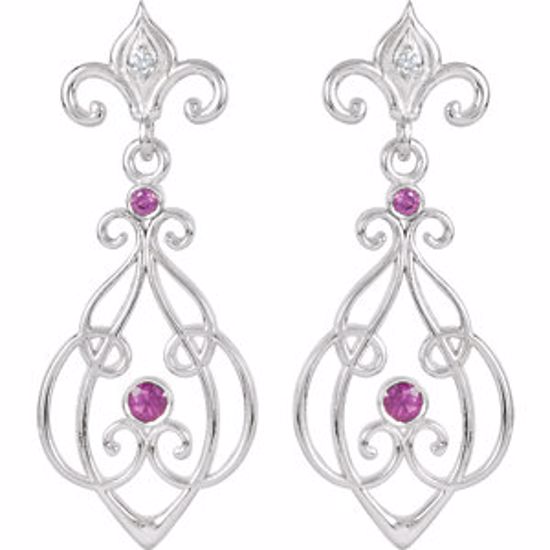 85598:70000:P Sterling Silver with 14kt White Post Ruby & .025 CTW Diamond Earrings