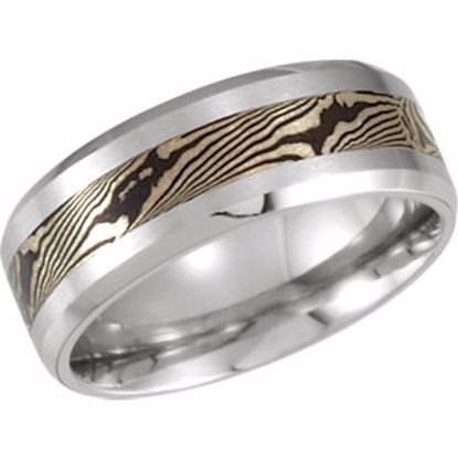 COR242:109:P Cobalt 8mm Mokume Design Band Size 9