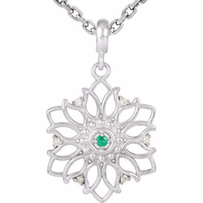 85607:70000:P Sterling Silver Emerald & .03 CTW Diamond 18" Necklace