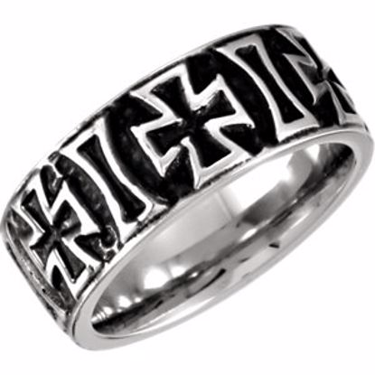 COR248:10135:P Cobalt 9mm Black PVD Cross Design Band 13.5
