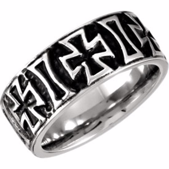 COR248:1014:P Cobalt 9mm Black PVD Cross Design Band 14