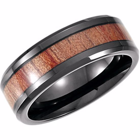 COR251:1013:P Cobalt 8mm Design Band with Rosewood Inlay Size 13