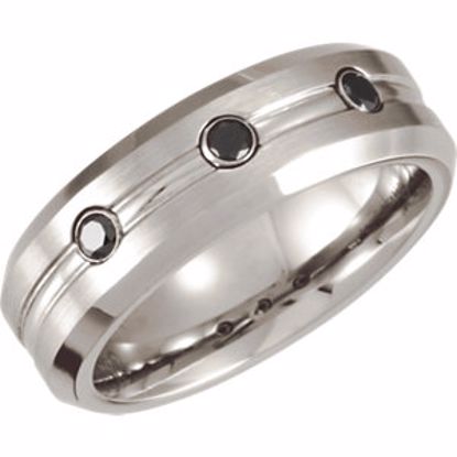 COR253D:10105:P Cobalt .24 CTW Black Diamond Grooved Band 10.5