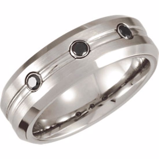COR253D:10135:P Cobalt .24 CTW Black Diamond Grooved Band 13.5
