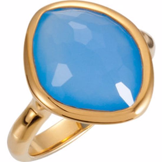 650867:139:P 18kt Vermeil 15x11x6mm Blue Chalcedony Ring Size 8 