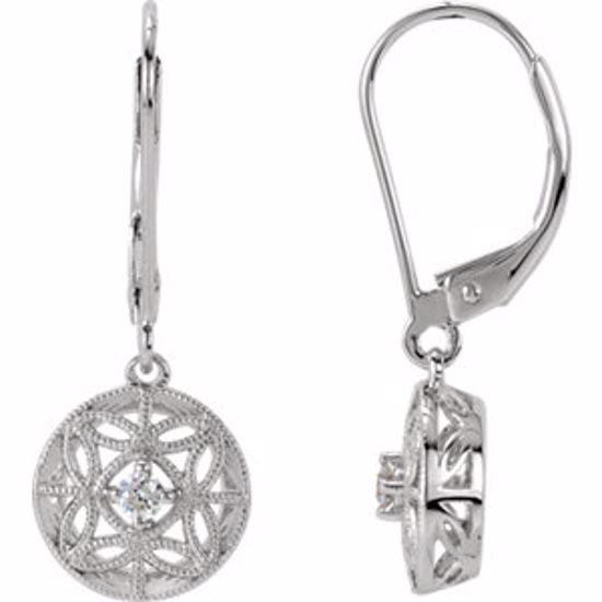 650207:100:P 1/10 CTW Diamond Filigree Lever Back Earrings