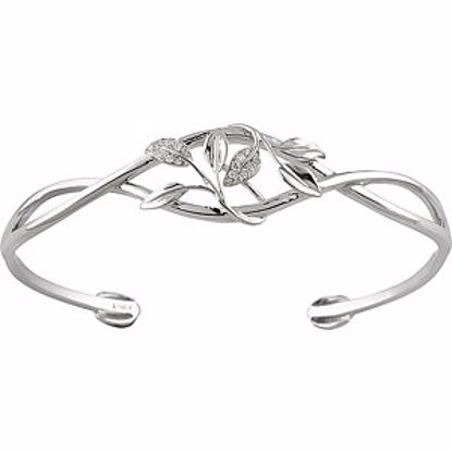 650886:101:P 14kt White .05CTW Diamond Leaf Design Cuff Bracelet