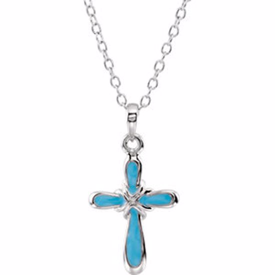 650773:1020:P Sterling Silver Blue Boy Dedication 14" Necklace