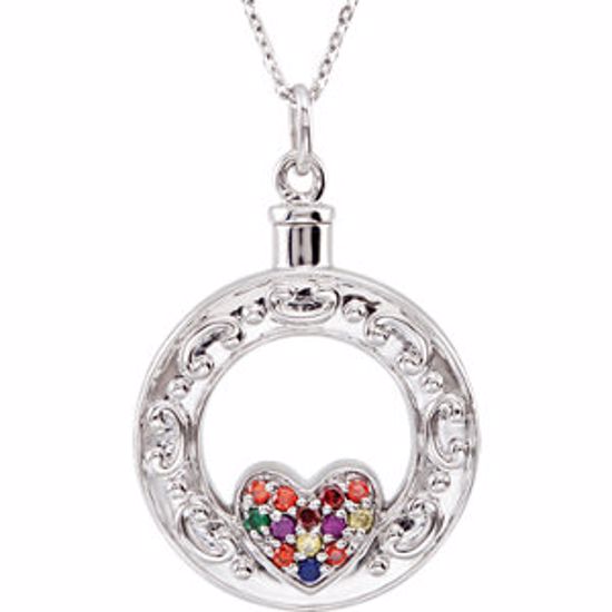 650782:1010:P Sterling Silver Celebration of Life Heart Ash Holder 18" Necklace