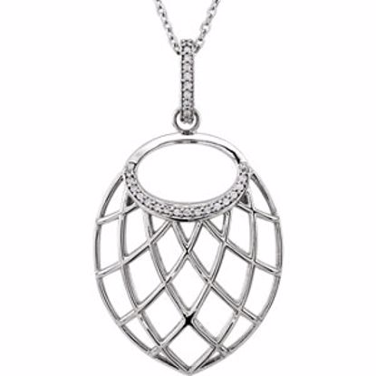 85698:105:P 14kt White .06 CTW Diamond Nest Design 18" Necklace
