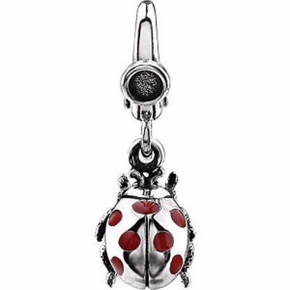 85751:100:P Sterling Silver Enamel Ladybug Charm