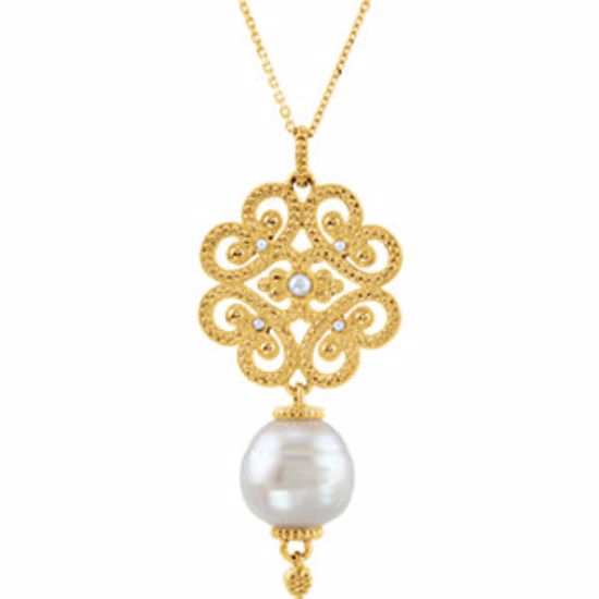 85512:102:P 14kt Yellow South Sea Cultured Pearl 18" Necklace