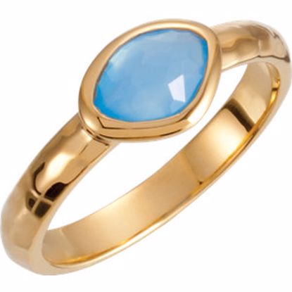 650867:1270:P 18kt Vermeil 7x5x4mm Blue Chalcedony Ring Size 8 with Box
