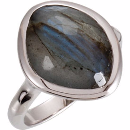 650867:1290:P 18kt Vermeil 15x11x6mm Labradorite Ring Size 6 with Box
