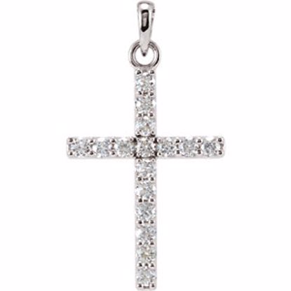 R42308:10020:P 14kt White 1/3 CTW Diamond Cross Pendant