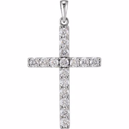 R42308:10200:P 14kt White 1 1/4 CTW Diamond Cross Pendant